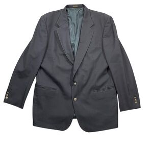 Oscar De La‎ Renta Navy Wool Suit Mens 46 L. Vintage